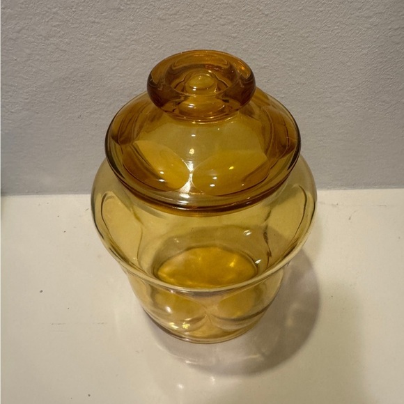 Vintage LE Smith Honey Amber Bubble Glass Apothecary Jar, Canister, Cookie Jar - Picture 4 of 10